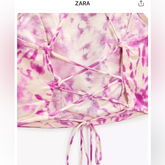 Zara Pink and White Tie Dye Criss Cross Cropped Top and Skirt - Picture 5 of 14